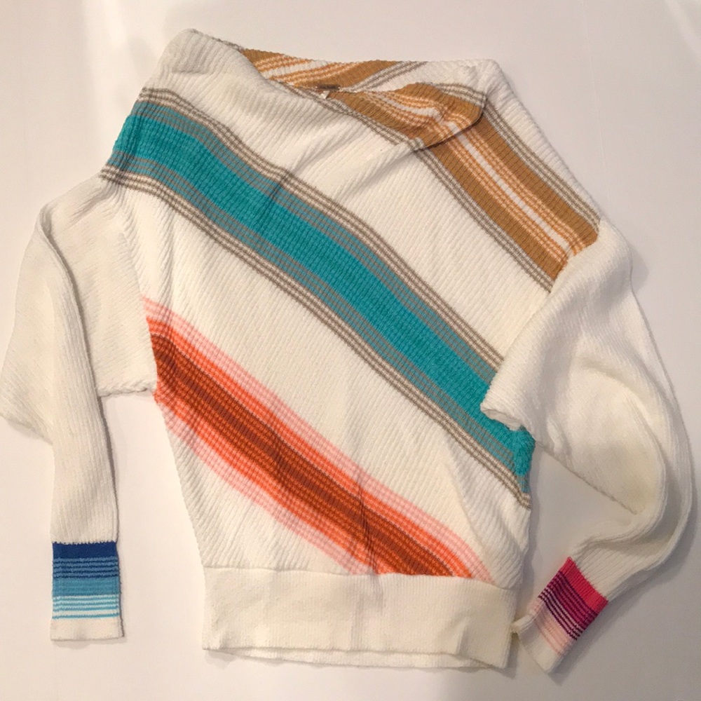 Free People Color Stripe Boatneck Sweater